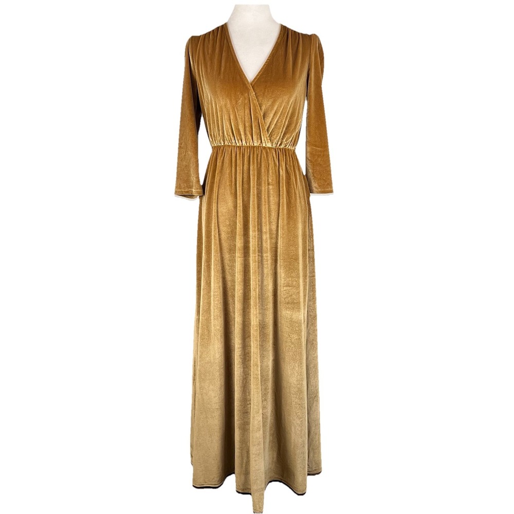 Baltic Born Gold Velvet Maxi Dress Large Formal Mother Of The Bride Bridesmaid